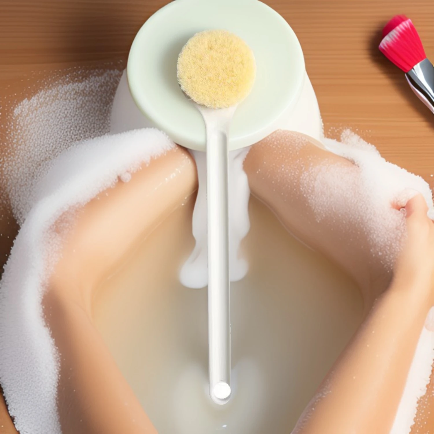 Rückenschrubber, Badebürste mit langem Griff und weichen Borsten für Körperpeeling, Peeling-Bürste, Peeling-Körperwäscher