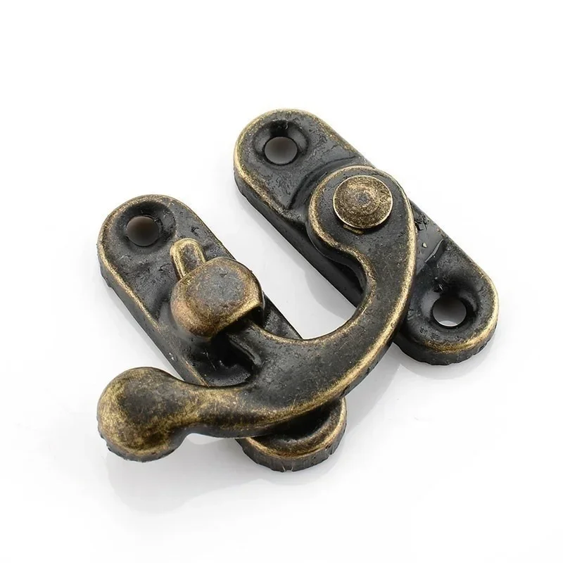 New Vintage Bronze Iron Hasp Hook Clasp 10PCS 32x27mm Padlock Lock With Screws For Mini Jewelry Box Wooden Case Decor Hardware