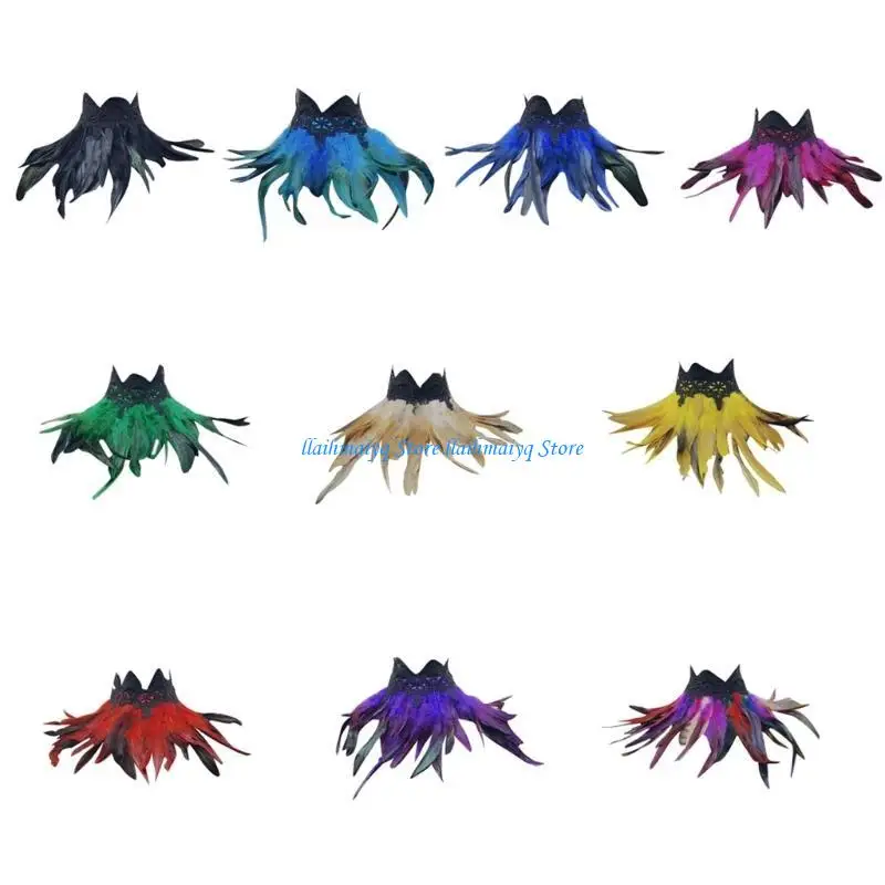 573B تجمعات حفلات الهالوين ريشة شال مهرجان الموسيقى التصوير وشاح للرقبة زي طوق مزخرف شال الدعائم #2