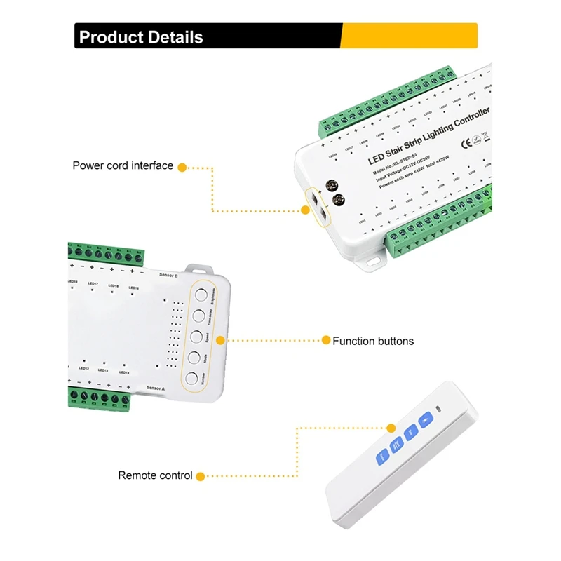 28 Steps Stair Light Controller With Remote- Reactive Lighting - Stair Lighting System - Automatic LED Stair Lighting