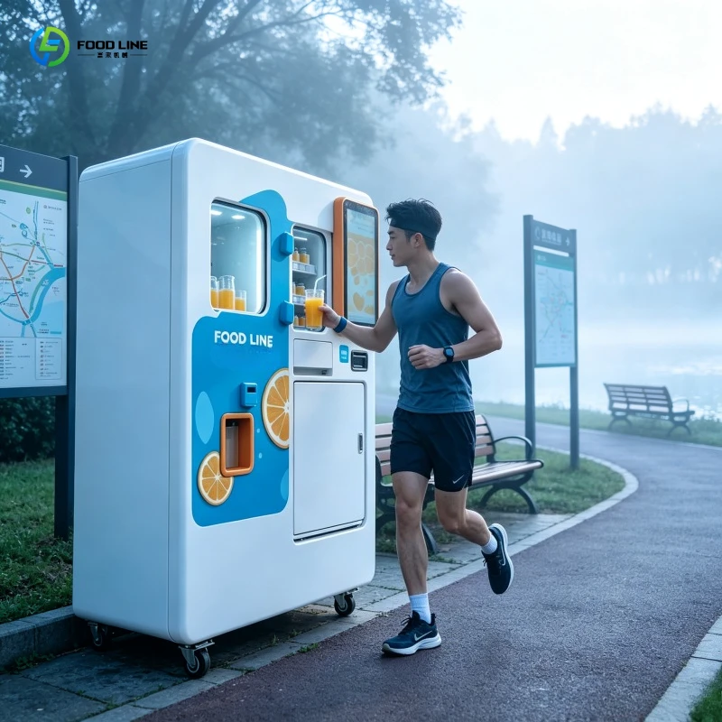 Fresh Orange Juice Vending Machine, Voice-Guide Juicer with 5-Language Support, Tourist-Friendly for Ferry Pier