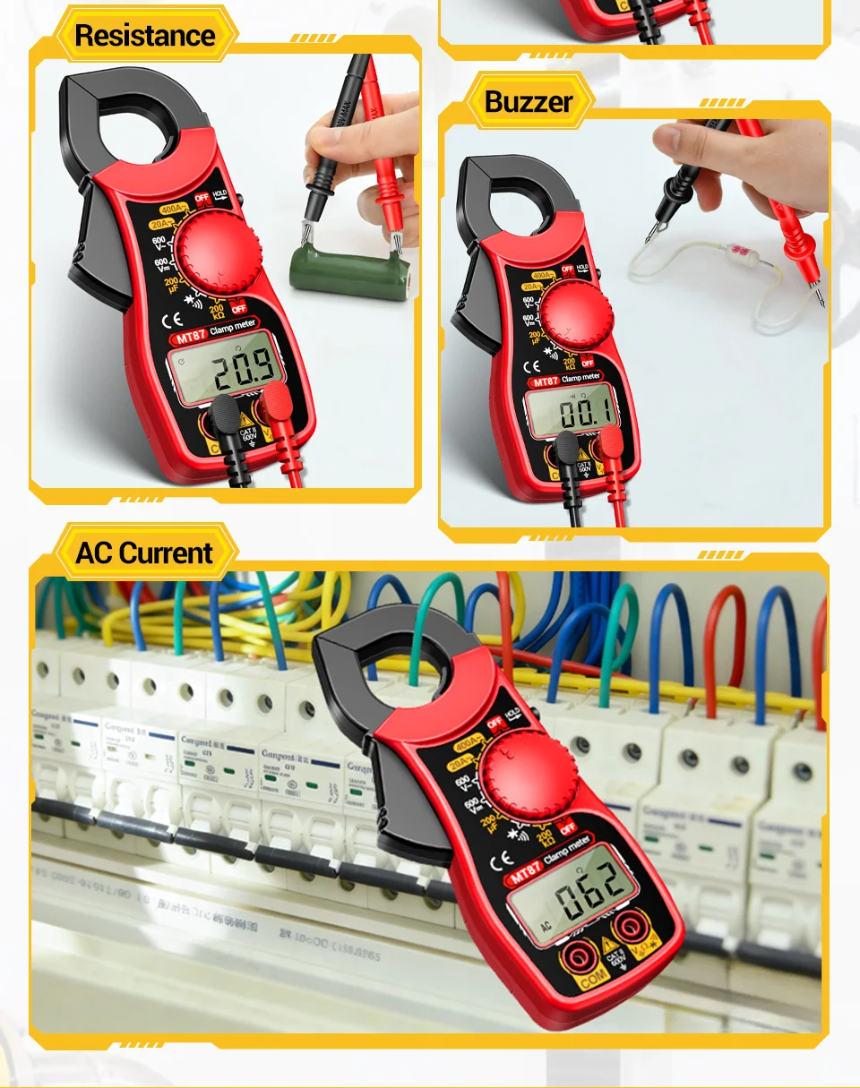 Professionelles Multimeter Stromzangenmessgerät Digitale Spannungsmessung 1,45 Zoll Große Messzange Strom NCV Ohm Hochpräziser Detektor Werkzeuge ANENG MT87 – Detail 9