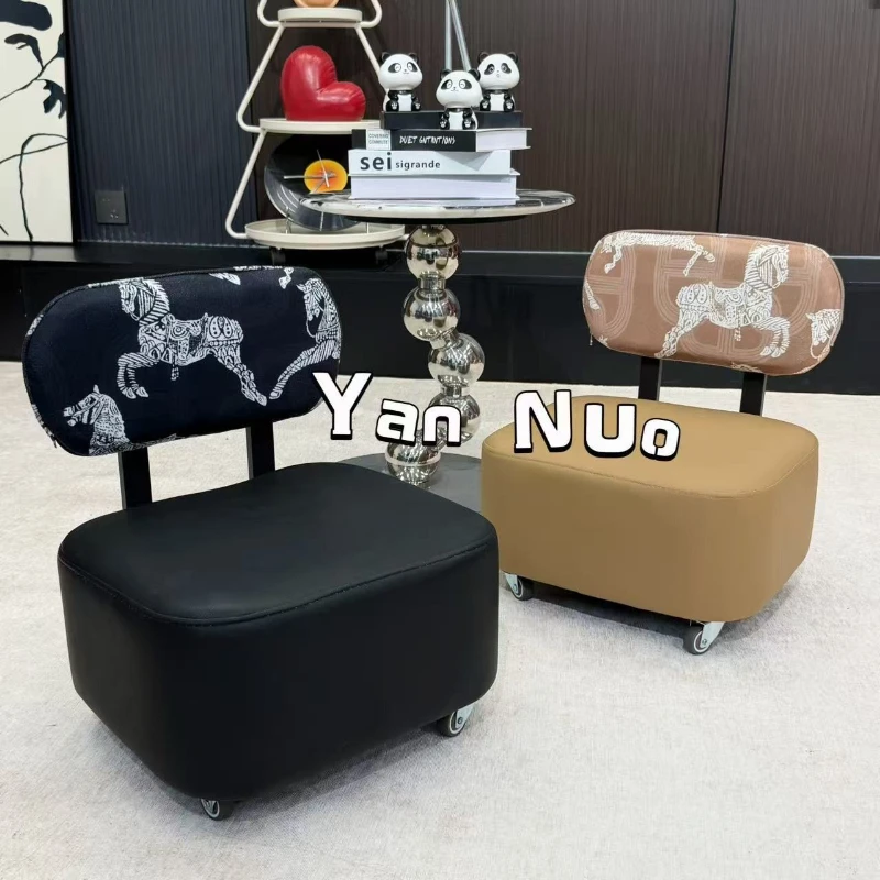 

Firm Household yo-stool entrance living room sofa stool universal silent wheel stool light luxury backrest yo-stool