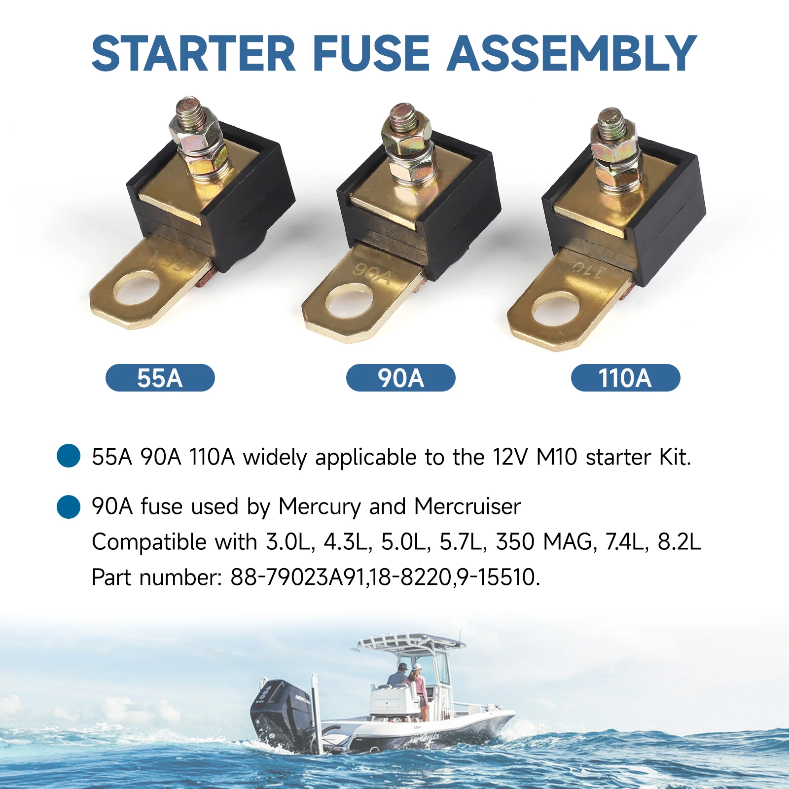 CNSPEED 12V 55A 90A 110A 新しいスターター船外機ヒューズアセンブリは MerCruiser および Mercury Marine 79023A55 79023A91 79023A10 に適合