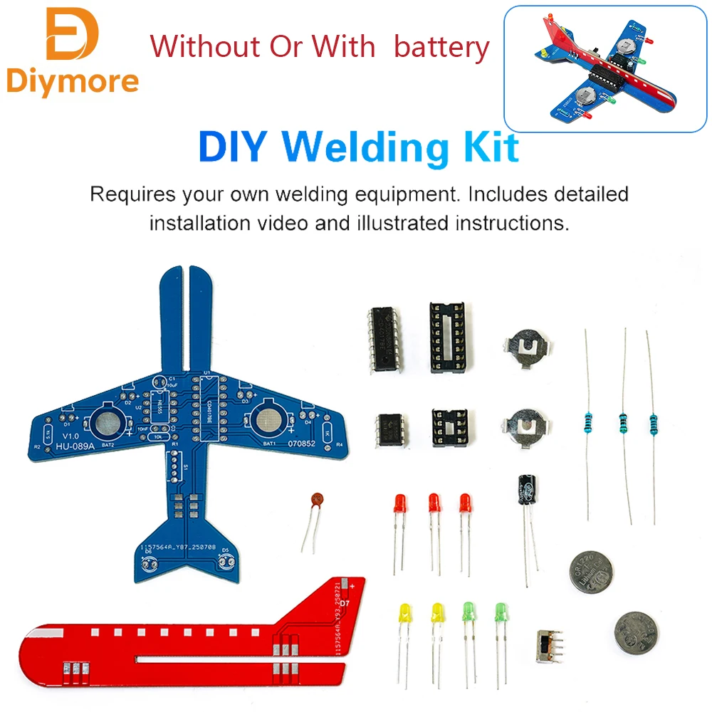 DIY Electronic Kit Small Airplane CD4017 LED Flow Light Flash Circuit Small Toy Welding Practice Fun Making Parts