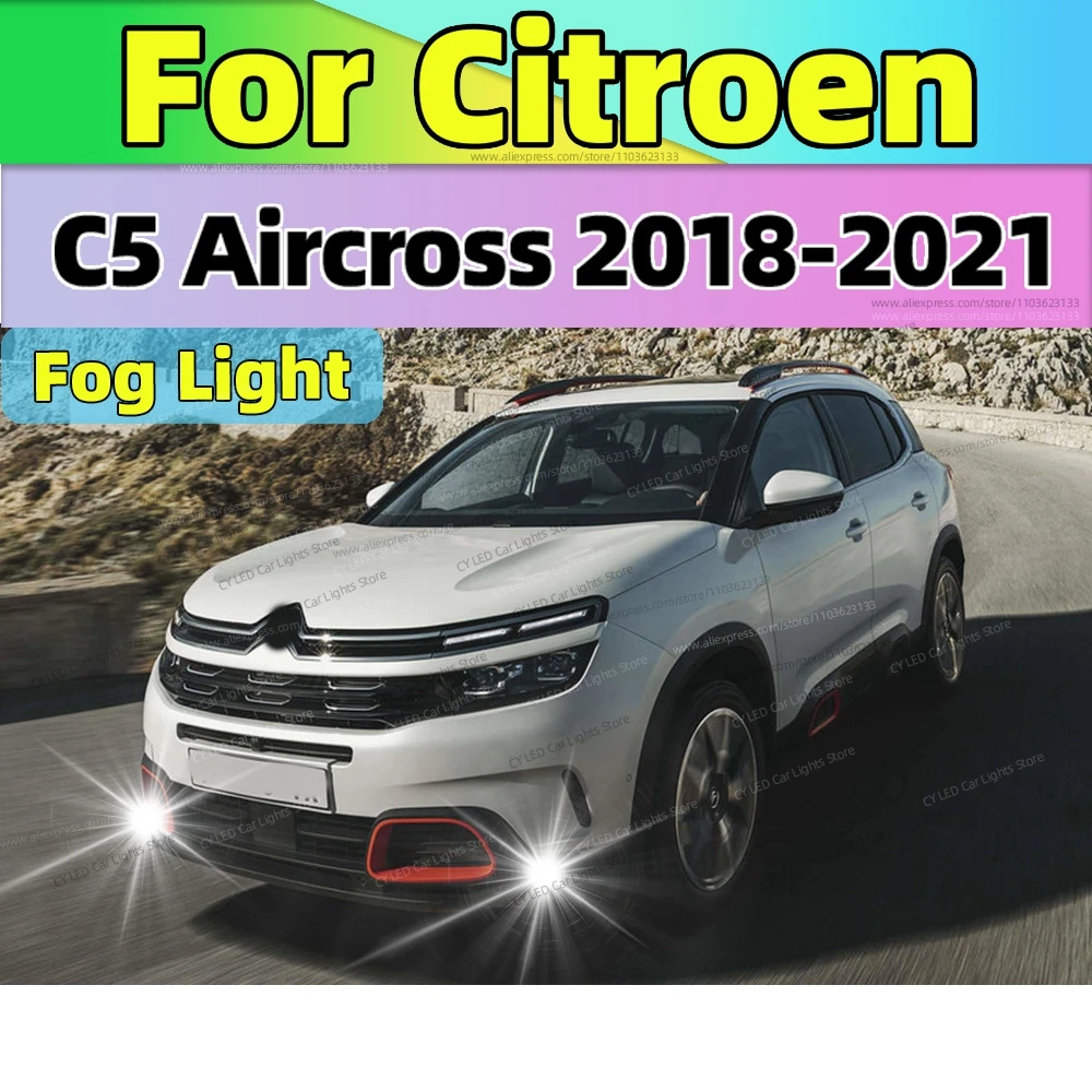 

2Pcs 6000K LED Fog Lamp Car Fog Light Front Bulb 20000LM Ultra Bright Plug and Play For Citroen C5 Aircross 2018 2019 2020 2021