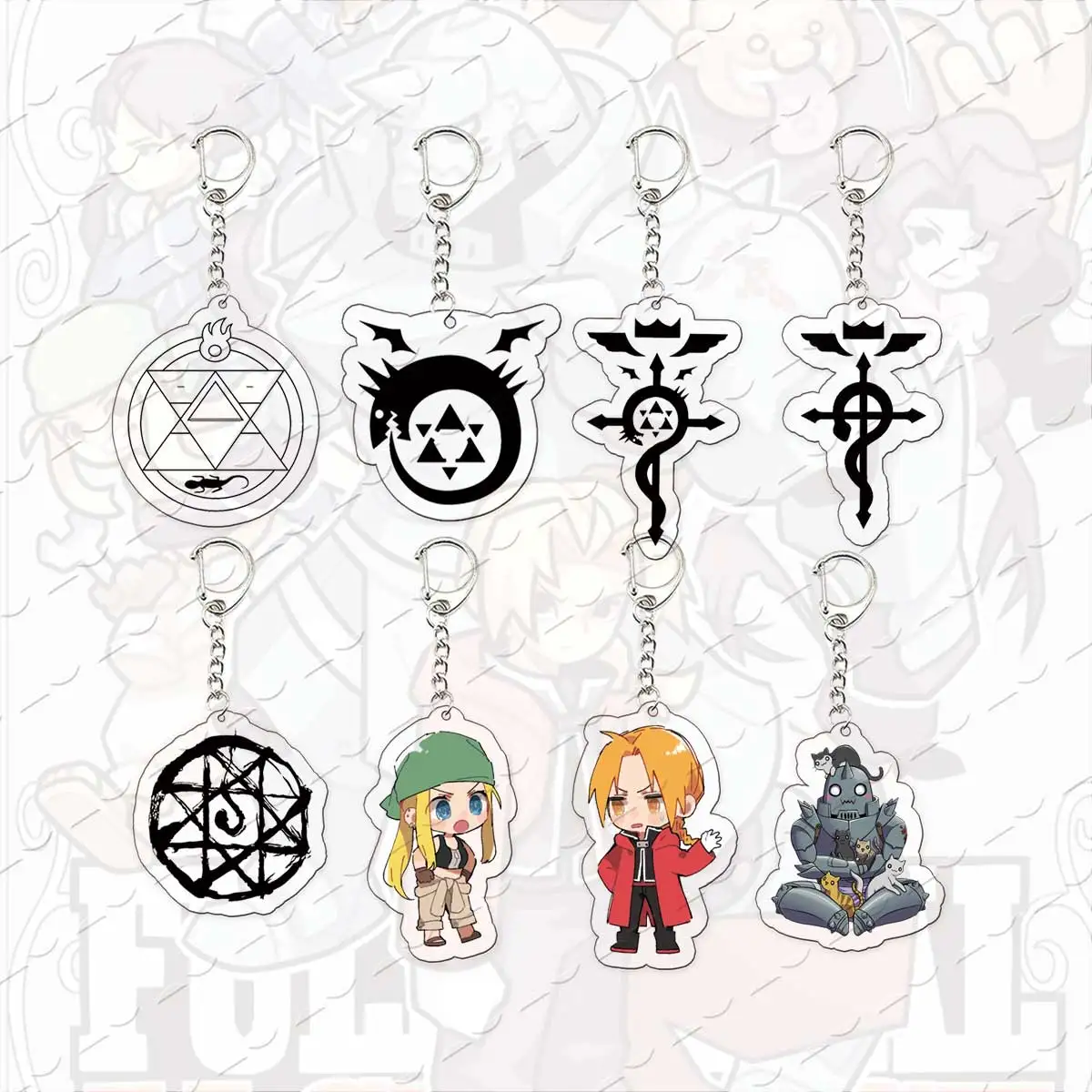 Acrylic Fullmetal Alchemist Keychain Accessorie Bag Charms chibi Alphonse Edward Elric Keyrings Pendant Fans Friends Gifts