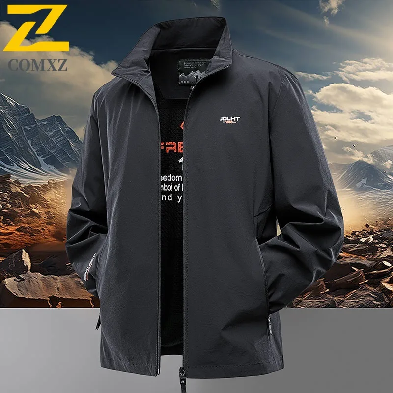 

COMXZ Brand Luxury Mens Jacket 2025 New Fashion Camping Windproof Coats Stand Collar American Style Lightweight Autumn Coat