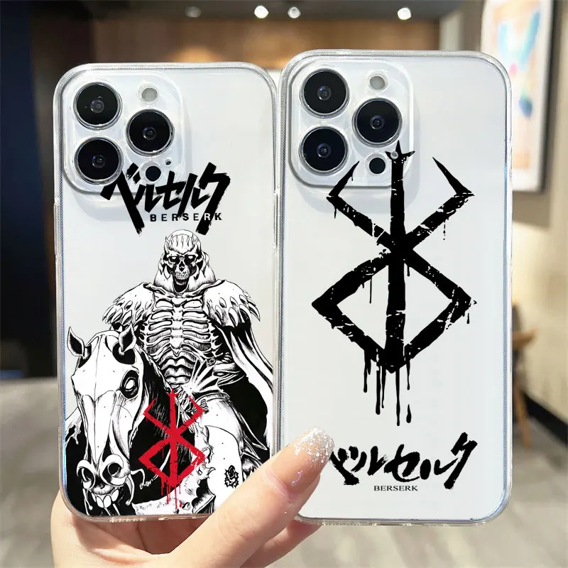 Berserk Comics Cool per iPhone 15 14 13 12 11 Pro Max XS Max X XR 7 8 Plus 6S 5S custodia trasparente antiurto per telefono