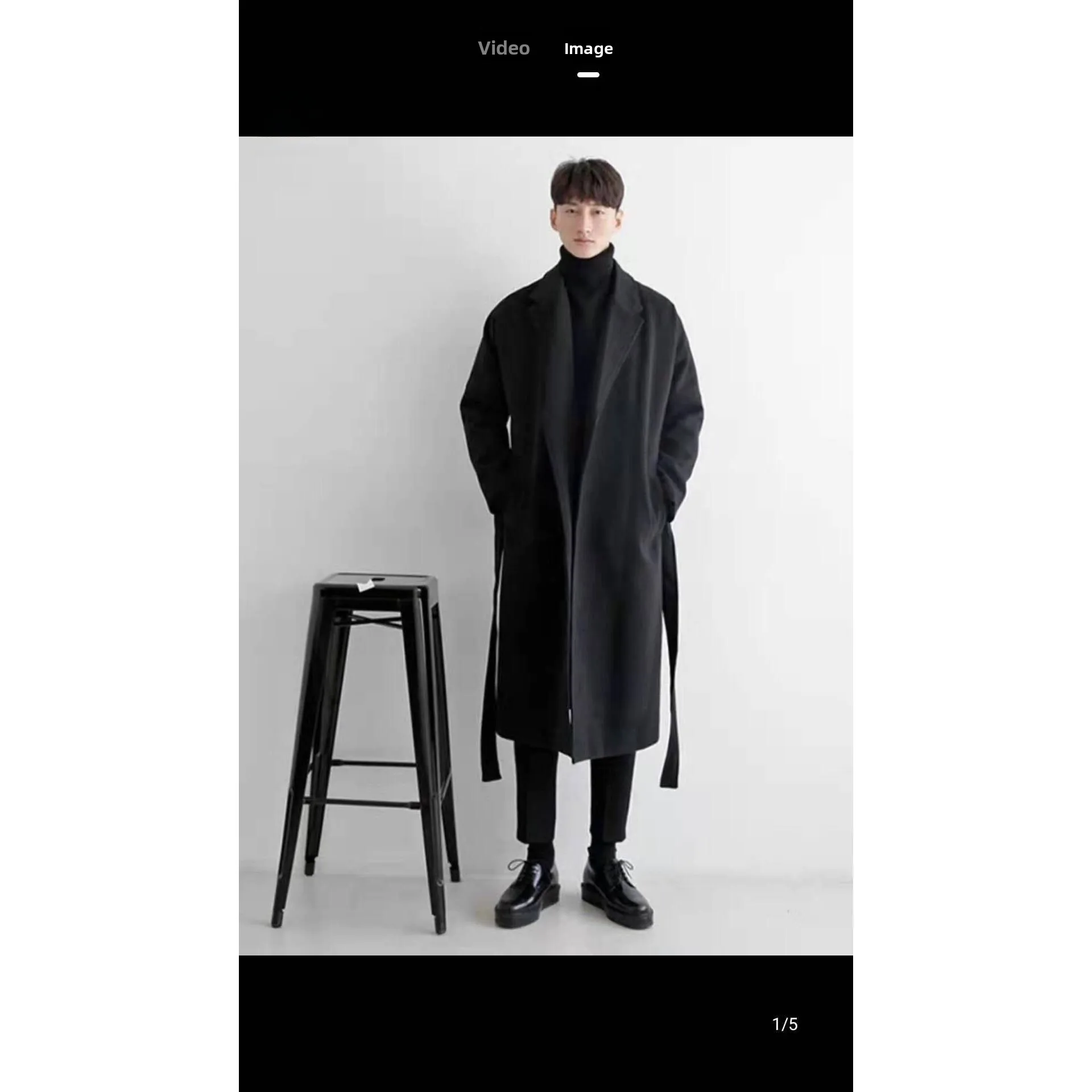 

Men's Mid-Length Woolen Coat Fall Winter Faion Outerwear Korean Sle Special Wide Fit Long Coat Single Button Closure