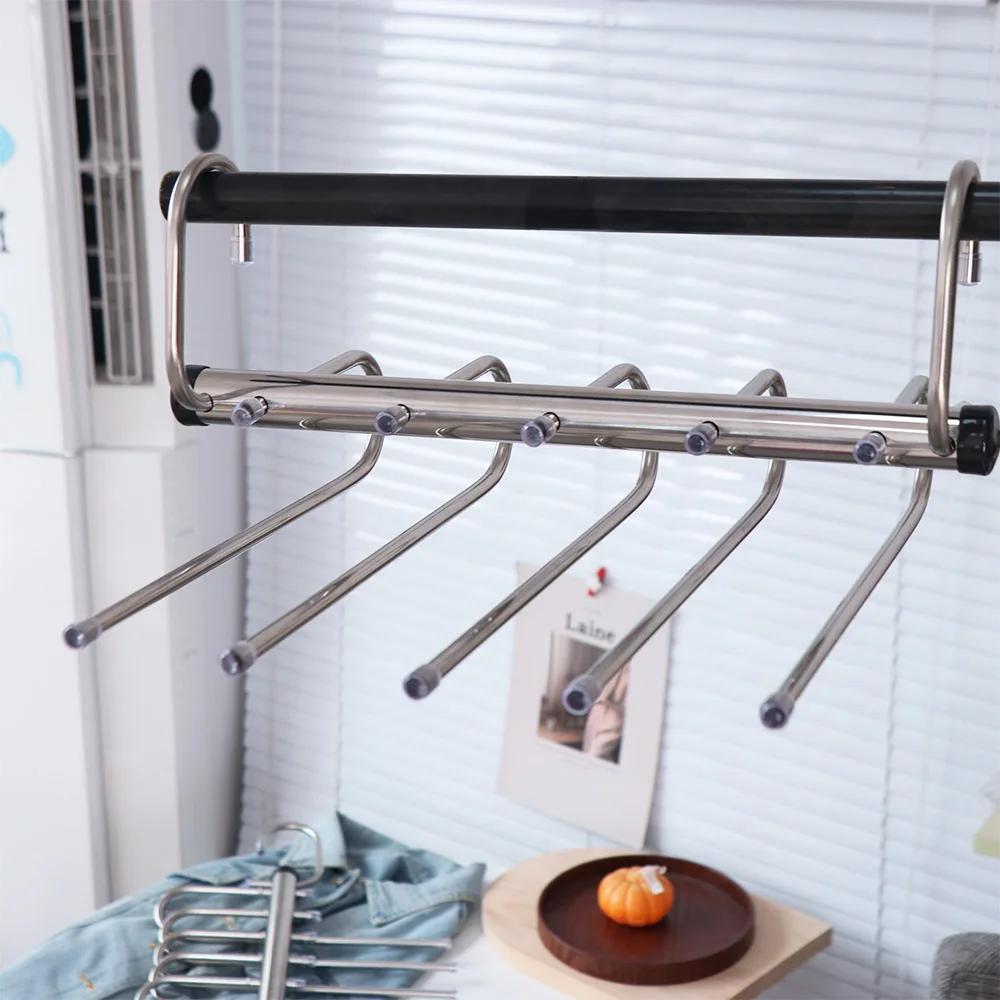 Multi-functional Folding Magic Pants Hangers Stainless Steel Rotatable Multi-layer Hanger Convenient Durable Trouser Hangers