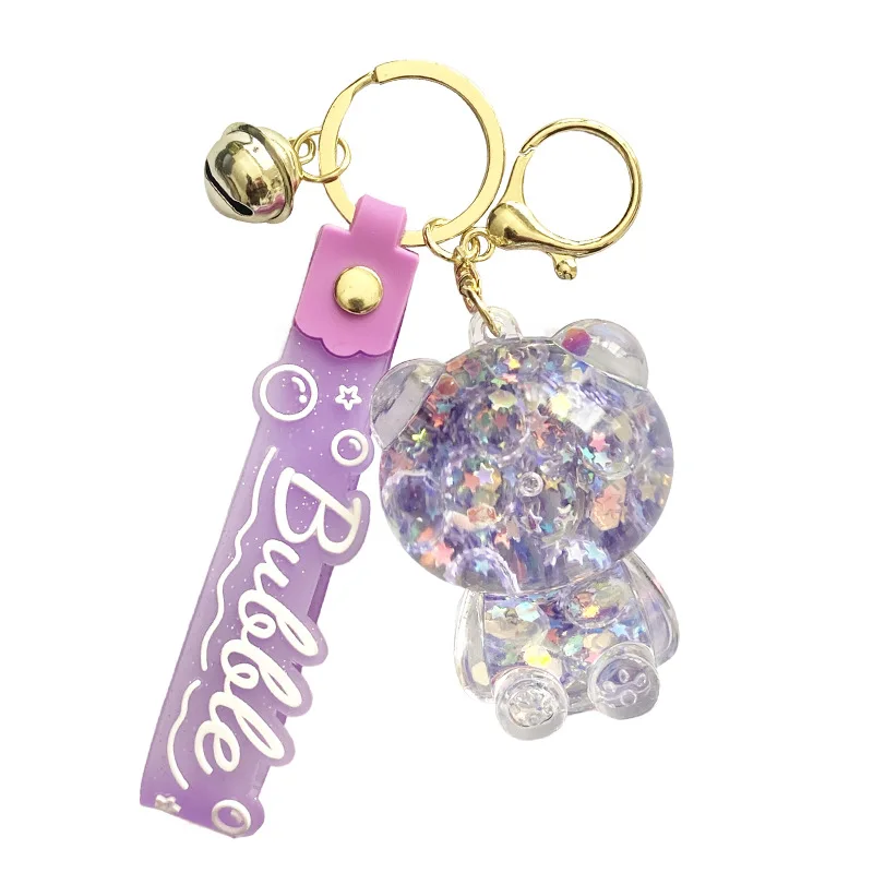 

Miniso Exquisite small gifts, oil-in-oil glowing bear keychain bag pendant, cartoon car keychain pendant, high-end gift