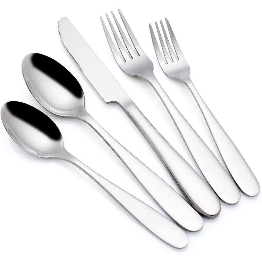 

Hammered Silverware Set 40Piece Heavy Duty Mirror Polished Stainless Steel Flatware Set Cutlery Set Flatware Service for 8