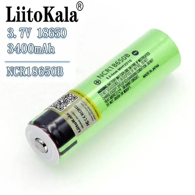 Hot liitokala 100% New Original NCR18650B 3.7 v 3400 mAh 18650 Lithium Rechargeable Battery For Flashlight batteries (NO PCB