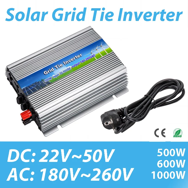 

On Grid Tie Solar Inverter Pure Sine Wave 22-50V DC Input To 220V230V AC Output 50/60Hz 500W 600W 1000W Inverter