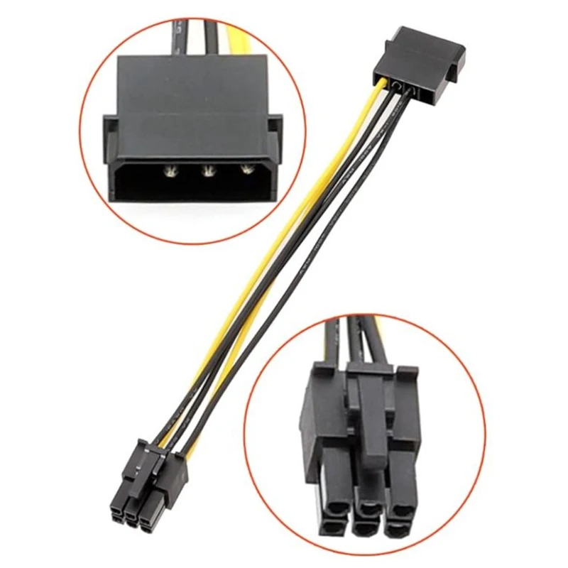 

6Pin To 4Pin Power Supply Cable For Graphics Cards 4 Pin Connectors To 6 Pin PCIExpress Power Connector