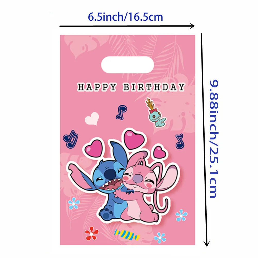 Disney Lilo & Stitch Theme Candy Bag Handle Gift Bags Birthday Decoration Snack Loot Package Festival Party Favor Plastic Bag