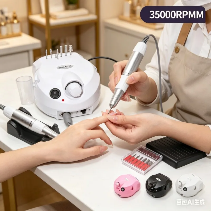 

35000RPM Nail Gel Polisher Electric Nail Drill Machine Professional Salon Cutter Kit