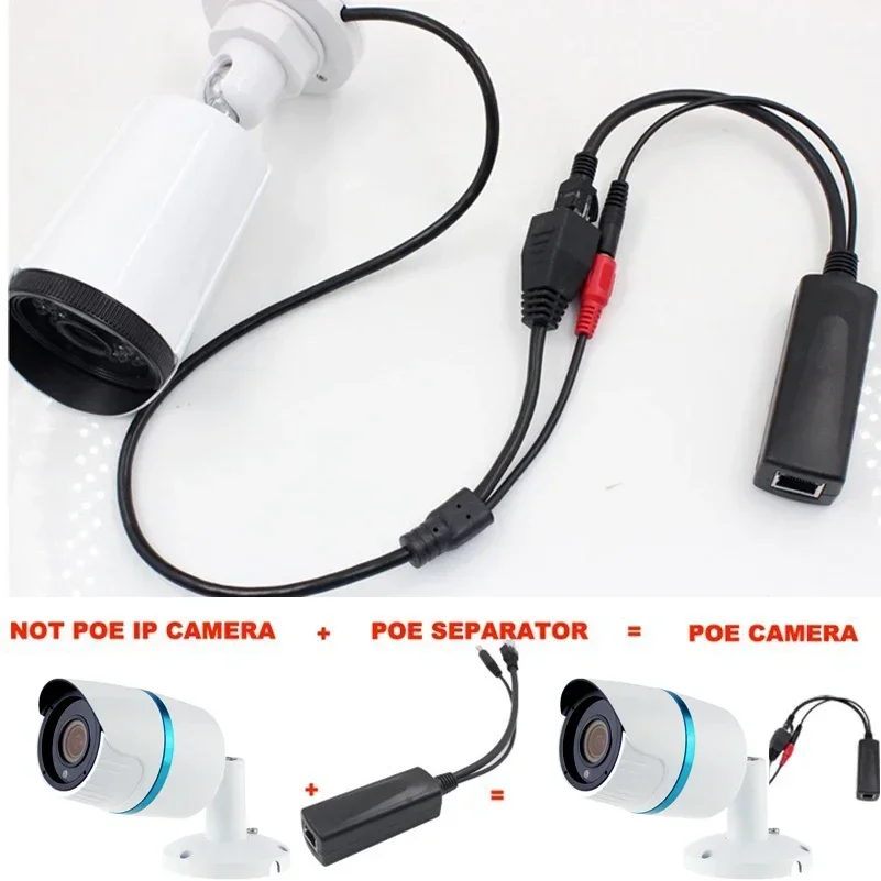 Active POE Splitter Adapter 48V to 12V 15W/24W IEEE 802.3af Compliant 10/100Mbps for Surveillance IP Camera DC5.5*2.1mm