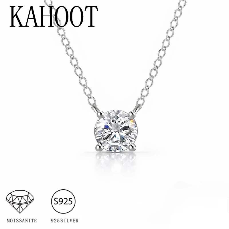 Eine klassische Damenschmuck-Halskette aus 925er Sterlingsilber mit 1/2/3 Karat Vier-Krappen-Moissanit.