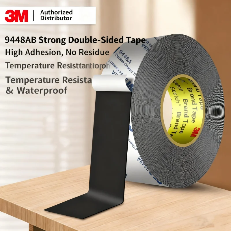 3M 50m 9448A Strong Double Sided Tape Adhesive 5-50mm Width  High Viscosity High-Temperature Resistance for Car Home Black Tape