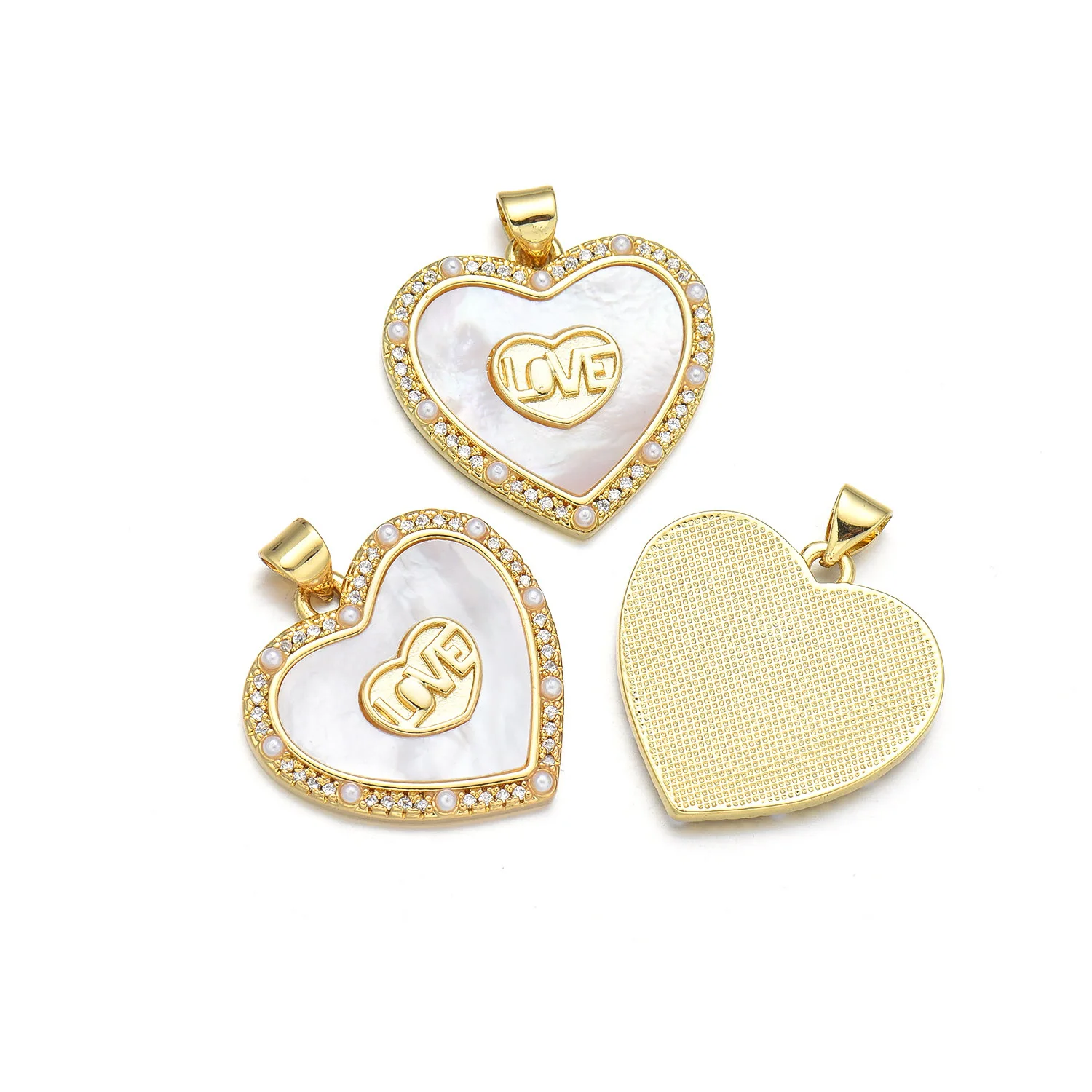 5 Pieces of Shell Copper Gold-plated Love Turkish Eyes Necklace Pendant Accessories DIY Jewelry Making Materials Wholesale