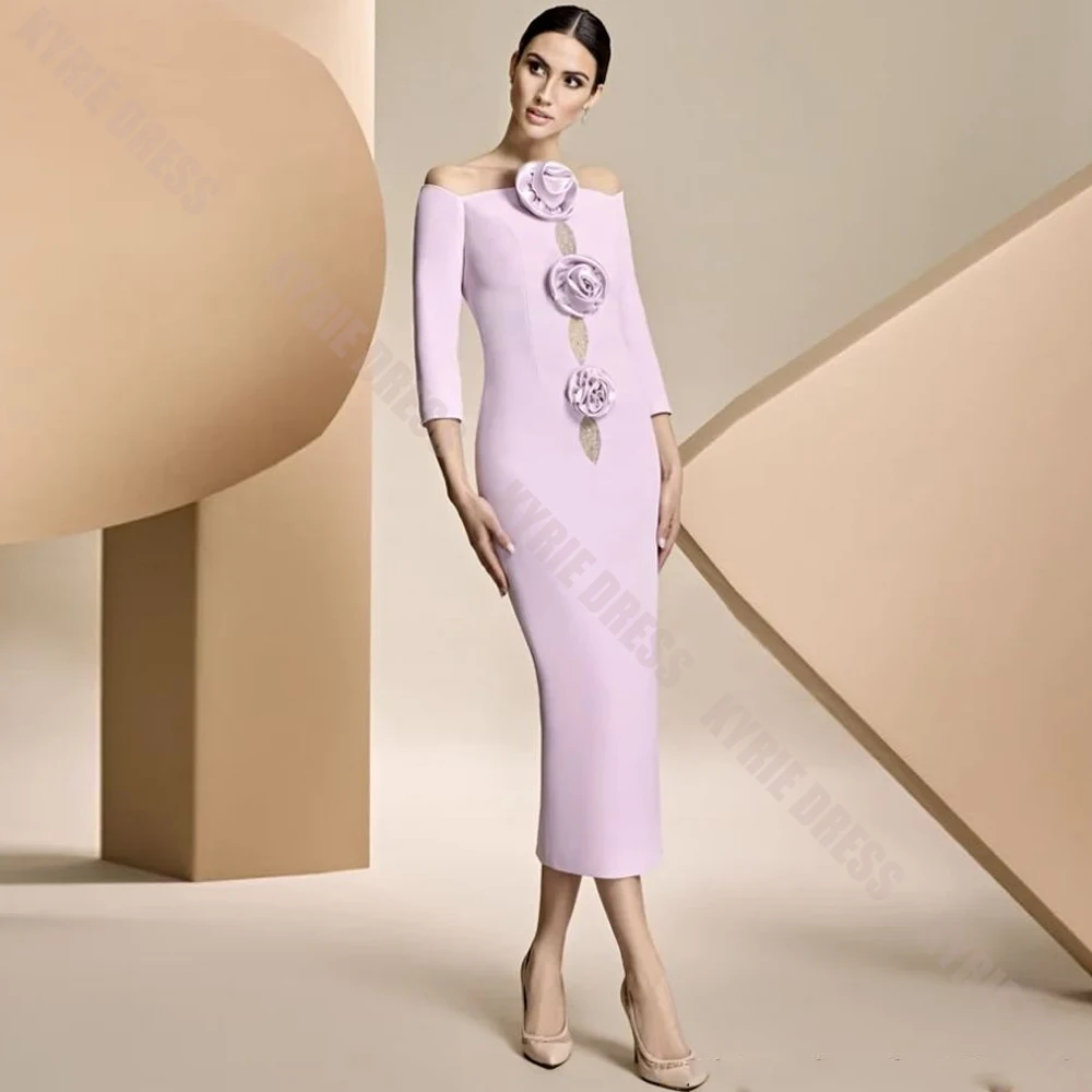 Customized Mother of The Bride Dress Off Shoulder 3/4 Sleeve Floral Applique for Women Wedding Guest Gowns Party Evening Dresses