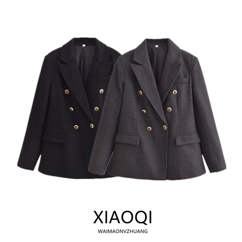 

Новый осенне-зимний женский пригородный костюм с длинными светями и двойными пуговицами, костюм с воротником-стойкой Flip Faion 8634970