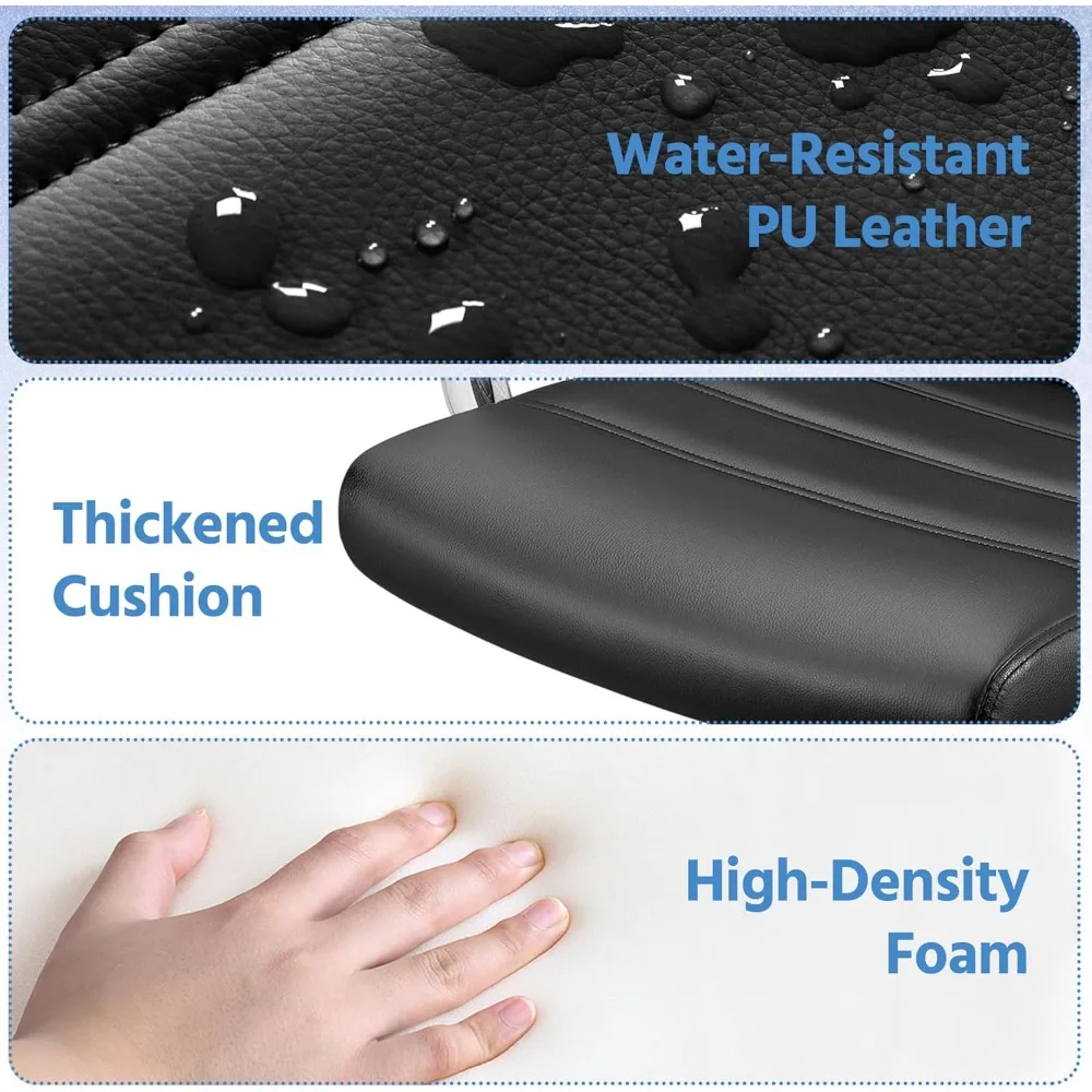 Managerial Executive Chair, Mid-Back PU Leather Office Task Chair – Ergonomic Computer Desk Chair with Lumbar Support & Swivel