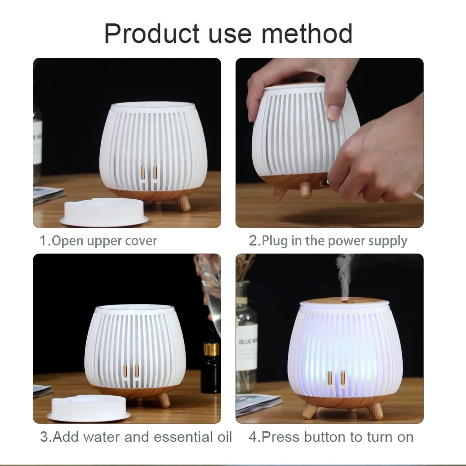 USB-Aromatherapie-Diffusor mit hohlem Design, 7-farbiger Luftbefeuchter mit LED-Licht, kühler Nebelmacher für ätherische Öle für zu Hause
