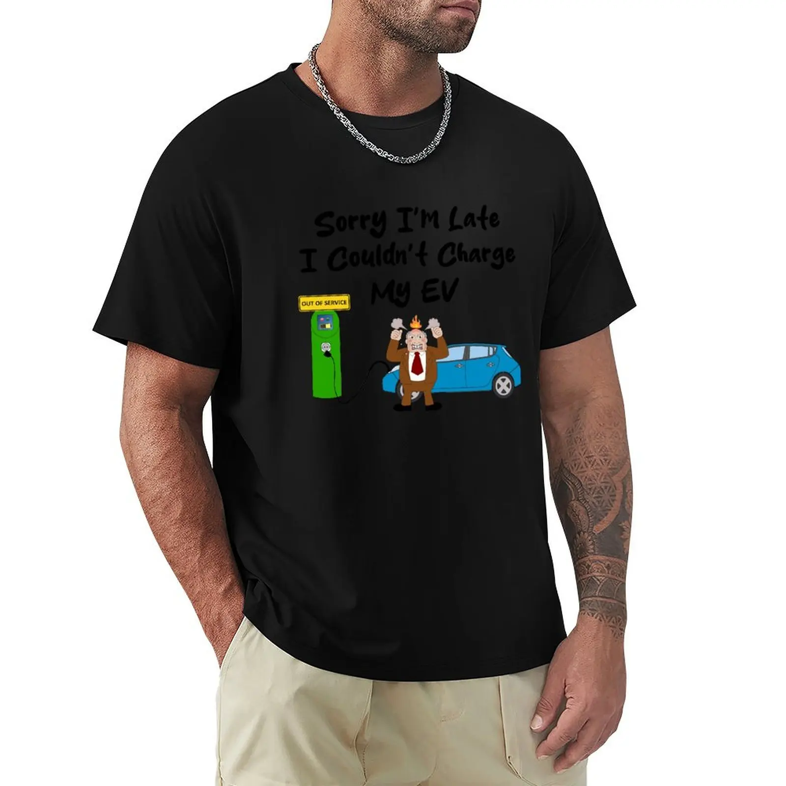 Sorry I'm Late, Couldn't Charge My EV - EV Charging Station Out Of Service T-Shirt Holiday Lightweight T-Shirt