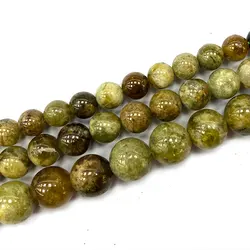 Fine 100% Natural Round Gemstone Beads Green Garnet DIY Women's Bracelet Necklace for Jewelry Making Charms 6/8/10MM 15''