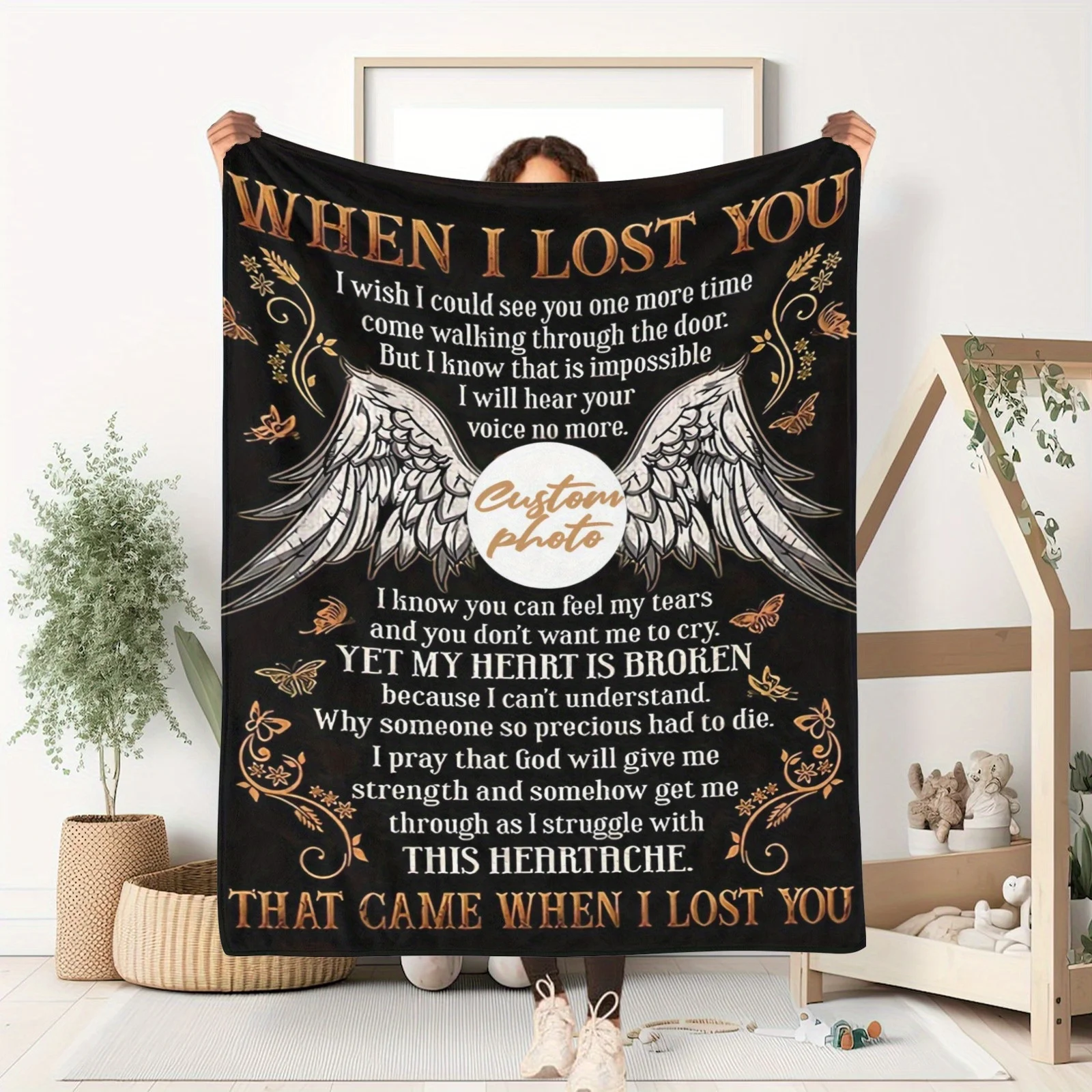 صور مخصصة شخصية بطانية تذكارية عندما فقدتك بطانية الفانيلا ذاكرة الأحباء المفقودة لمكتب أريكة جميع المواسم #1