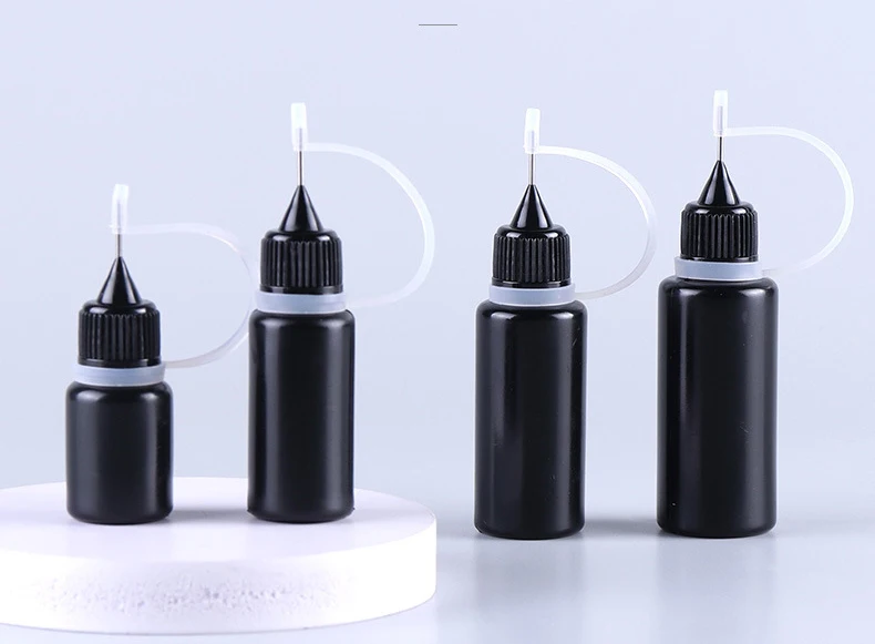 5pcs Squeeze Empty Black PE Dropper Bottles With Needle Caps Plastic Bottle E Liquid Vial  Plastic Container