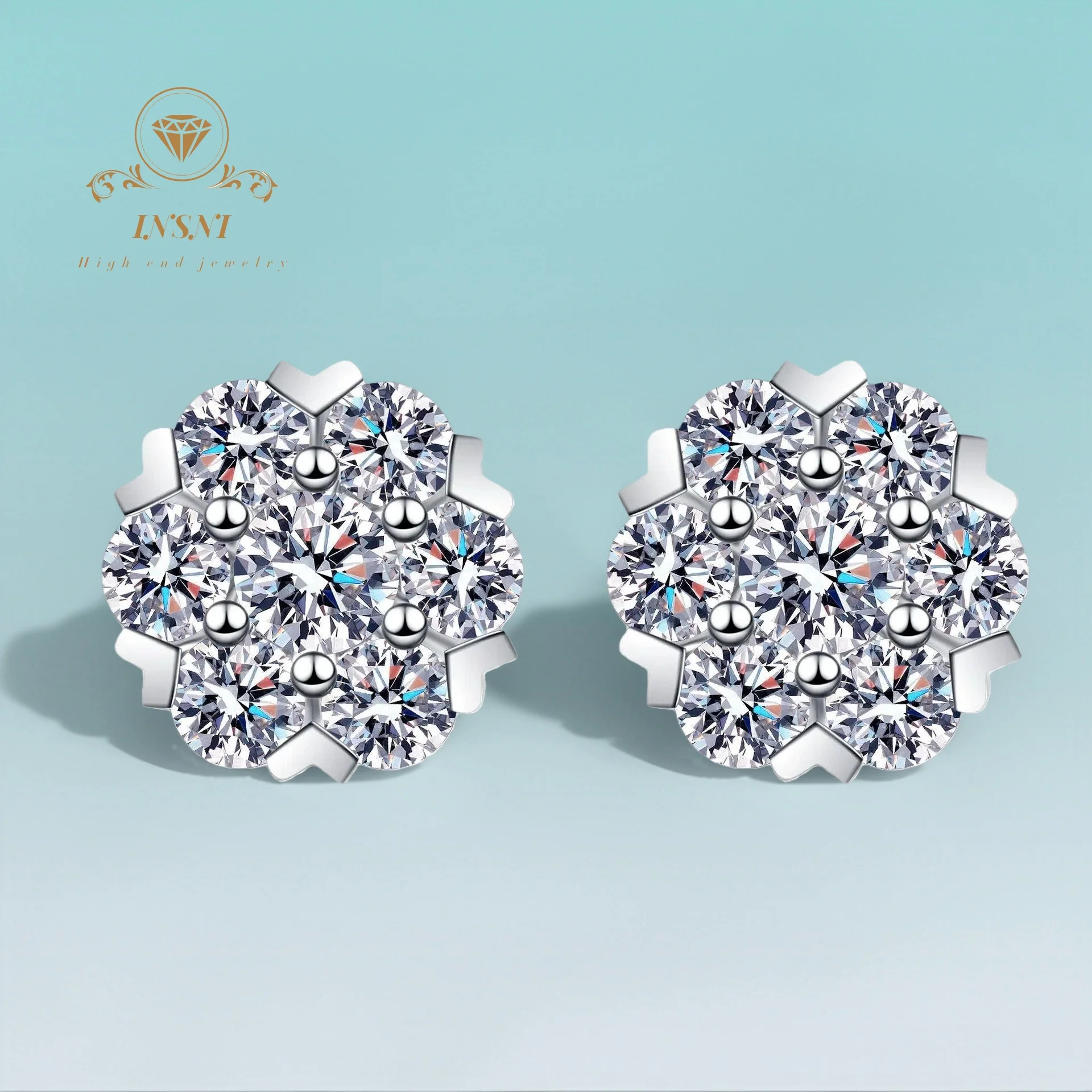 

1.6ct Certified D Color Moissanite Stud Earrings S925 Silver Snowflake Design Minimalist Luxury Free Gift Women Non-allergic