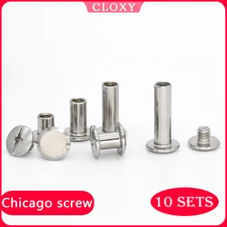 10 pz in acciaio inox rilegatura Chicago viti borchie rivetti vite a nastro scanalato per Album fotografico fai da te scrivania Menu elementi di fissaggio 8.5mm cap