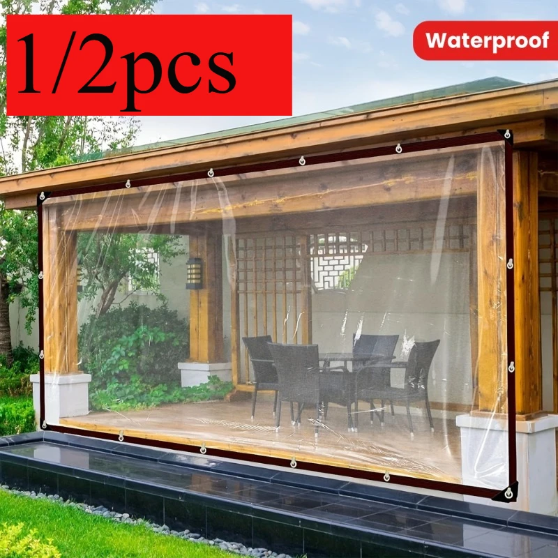 

1/2pcs Heavy-Duty Clear Waterproof Tarp - Outdoor Garden Rainproof Covering PVC Vinyl Tarp Perfect for Patio Henhouse 78x118IN