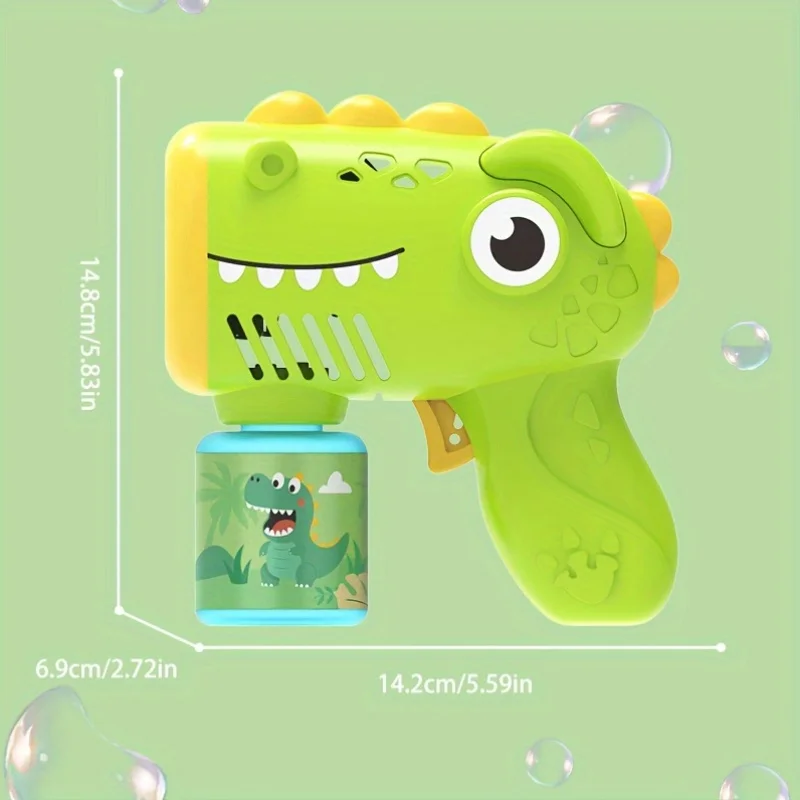 Macchina per bolle di dinosauro per bambini, pistola per soffiare bolle portatile, giocattoli da esterno per ragazzi e ragazze