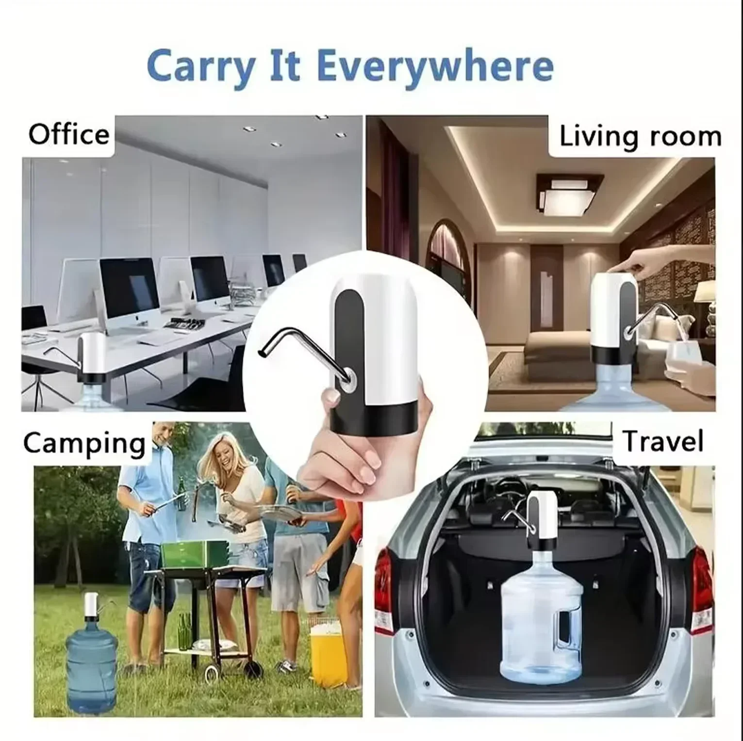 مضخة توزيع مياه قابلة لإعادة الشحن عبر USB، مستخرج مياه برميل، حل فعال لضخ المياه، مثالية للمنزل أو المكتب