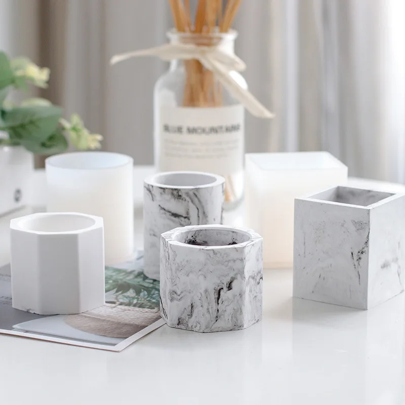 Boîte de rangement de bijoux en silicone, pot de fleur en gypse, pot de bougie rond, jardinière en béton exécutif, fait à la main