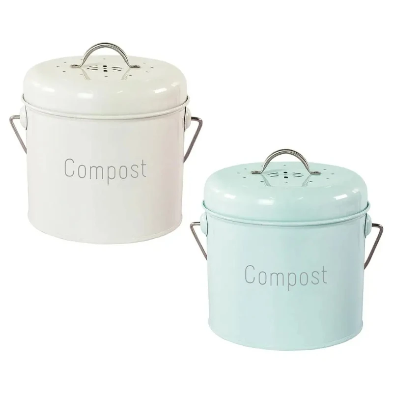3L Compost Bin Compost Bucket Farmhouse Compost Caddy Bin With Lid For Food Waste Rust Proof Kitchen