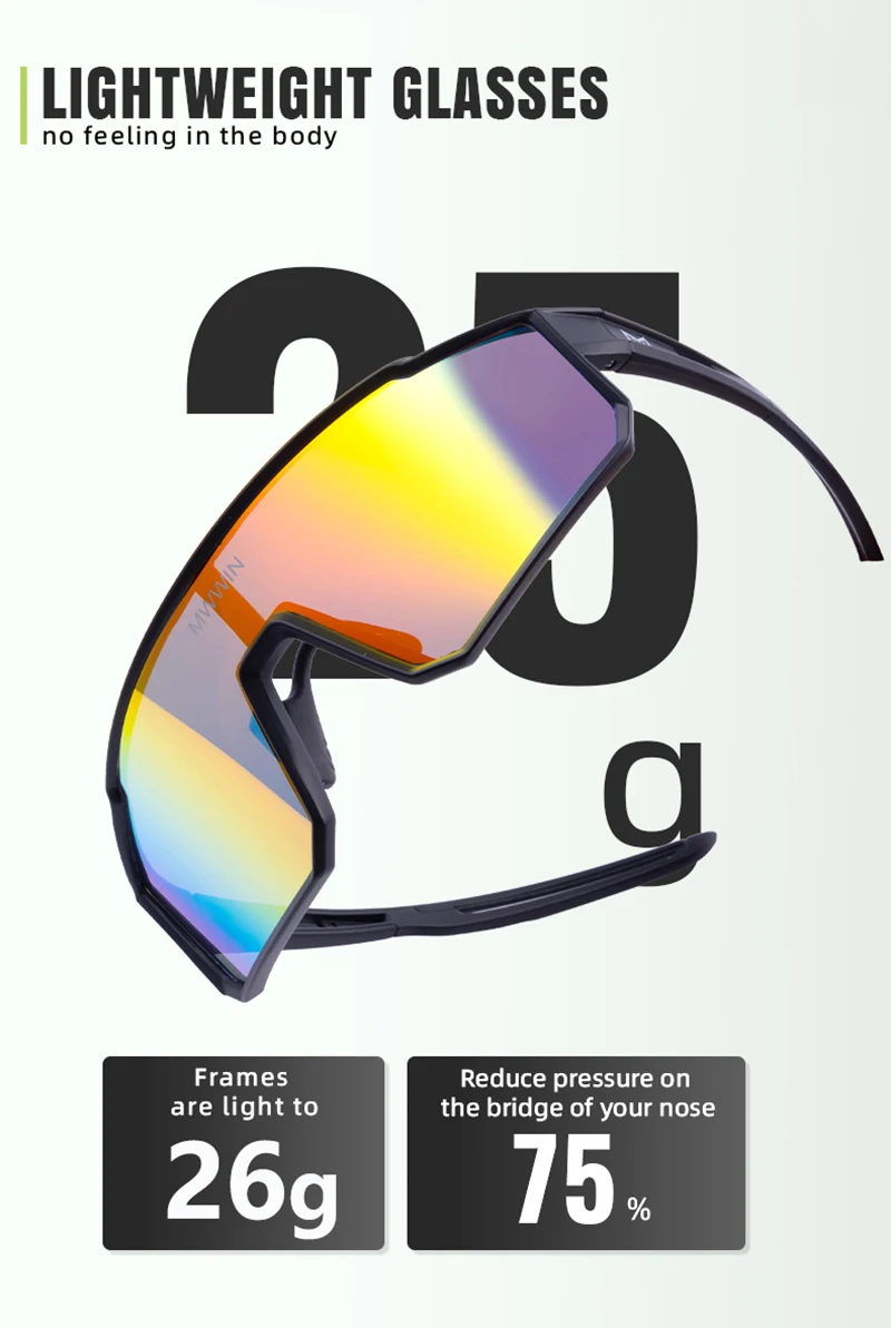 MWWIN Neue Fahrradbrille Sportbrille Sonnenbrille für Männer und Frauen Wanderbrille Fahrrad Mountainbike UV400 Outdoor-Brille – Detail 5