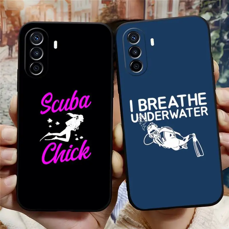 Scuba Diver Shark Diving Phone Case For Honor 8X 30 50 70 60 7A Pro 20 10 Lite 8S 9X 10I 20I Psmart Z Funda Shockproof Cover