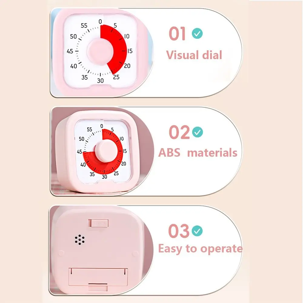 Silent Visual Timer with Stand Stopwatch Alarm Clock Countdown Timer 60-Minute Visualization Kitchen Cooking Timer