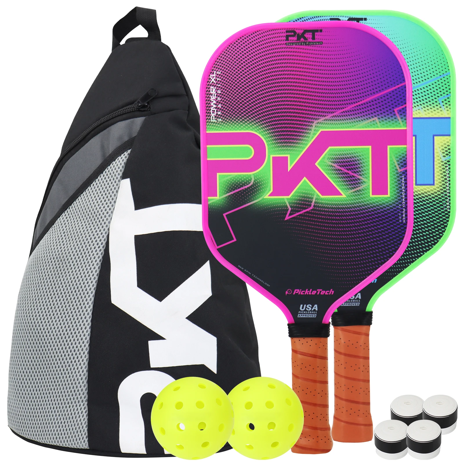 14MM Pickleball Paddle Set of 2 Full Carbon Pickleball Rackets,4 Outdoor Durable Balls,1 Cover Bag, Paddle Rackets For Men Women