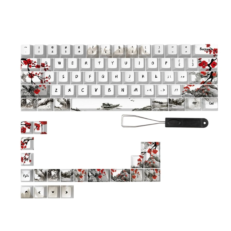 Imagem -06 - Teclado Keycaps para Qwertz Alemão Francês Espanha Ansi Dyesub Plum Blossom 80 Teclas Perfil Cereja Azerty 61 64 67 68