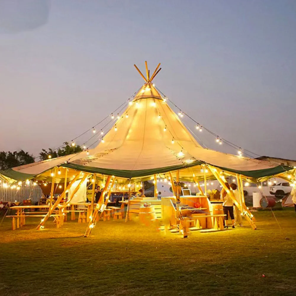 Luxury Giant Tipi Teepee Tent Waterproof Canvas Wooden Pole Outdoor Wedding Ceremony Party Glamping Resort Rental Custom Marquee