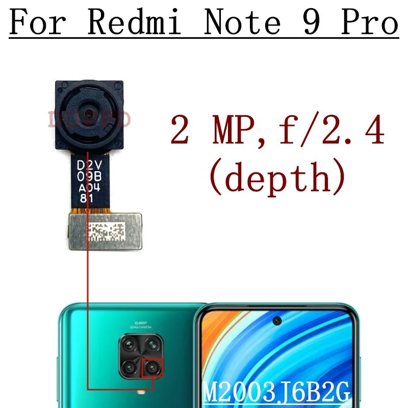 For Xiaomi Redmi Note 9 Pro Note9 9Pro Front Rear Back Camera Main Facing Frontal Selfie Camera Module M2003J6B2G