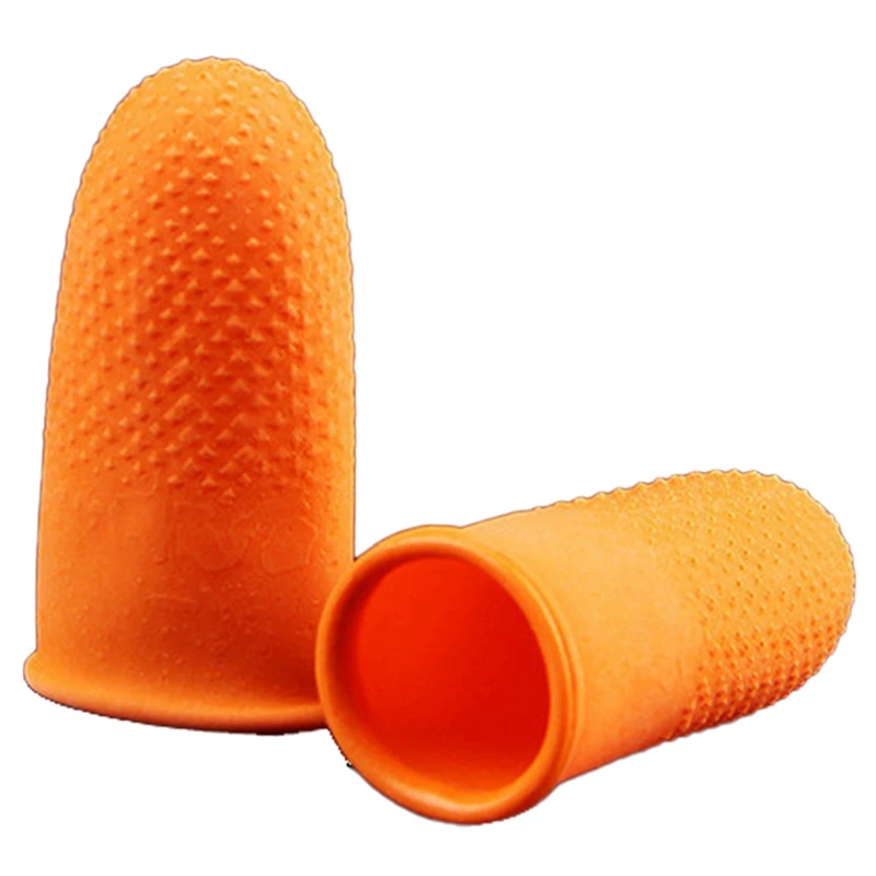 100 buah karet sarung jari Anti selip oranye, sarung jari pelindung sekali pakai untuk perbaikan Elektronik tahan lama mudah digunakan