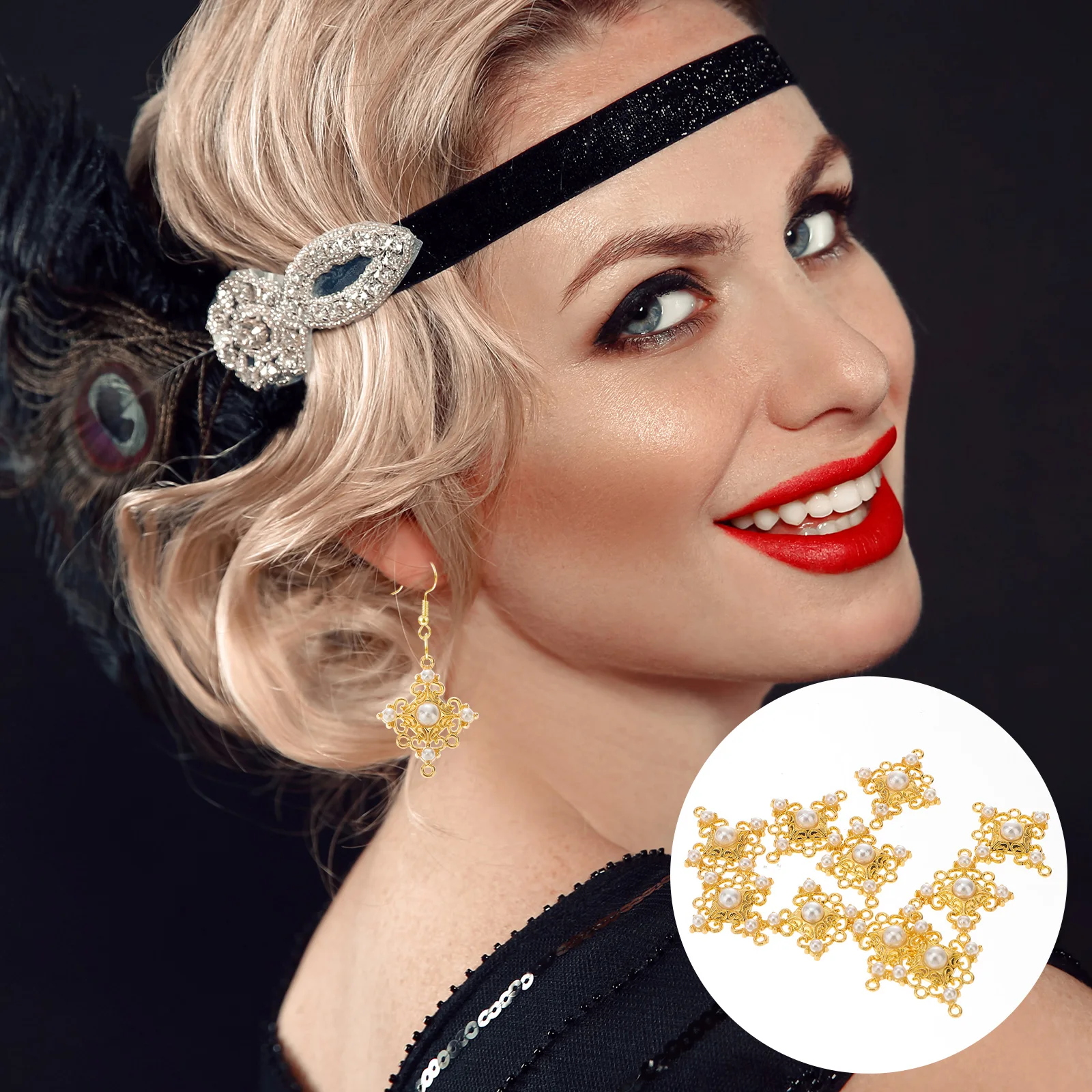 

Pearl Pendant Necklace Charms Vintage Imitation Pearls Cross Design DIY Accessories for Making Earrings Necklaces